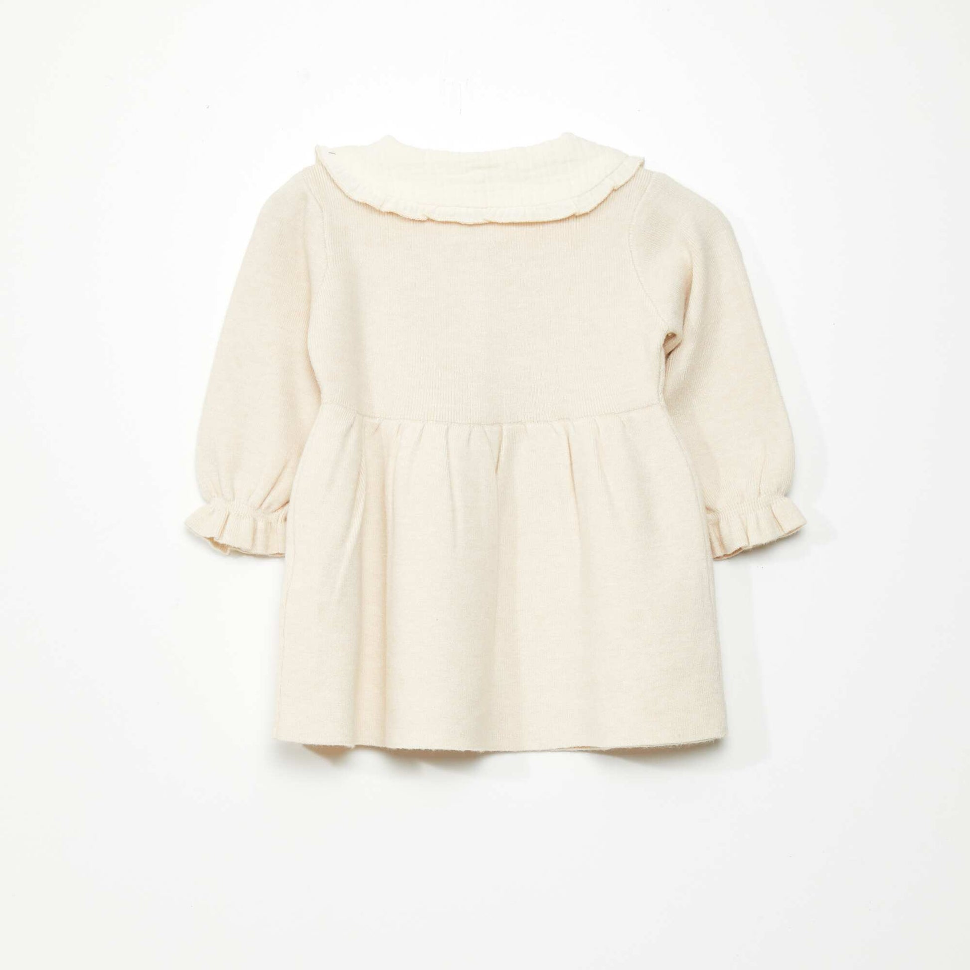 Lightweight knit dress with Peter Pan collar BEIGE SAMP