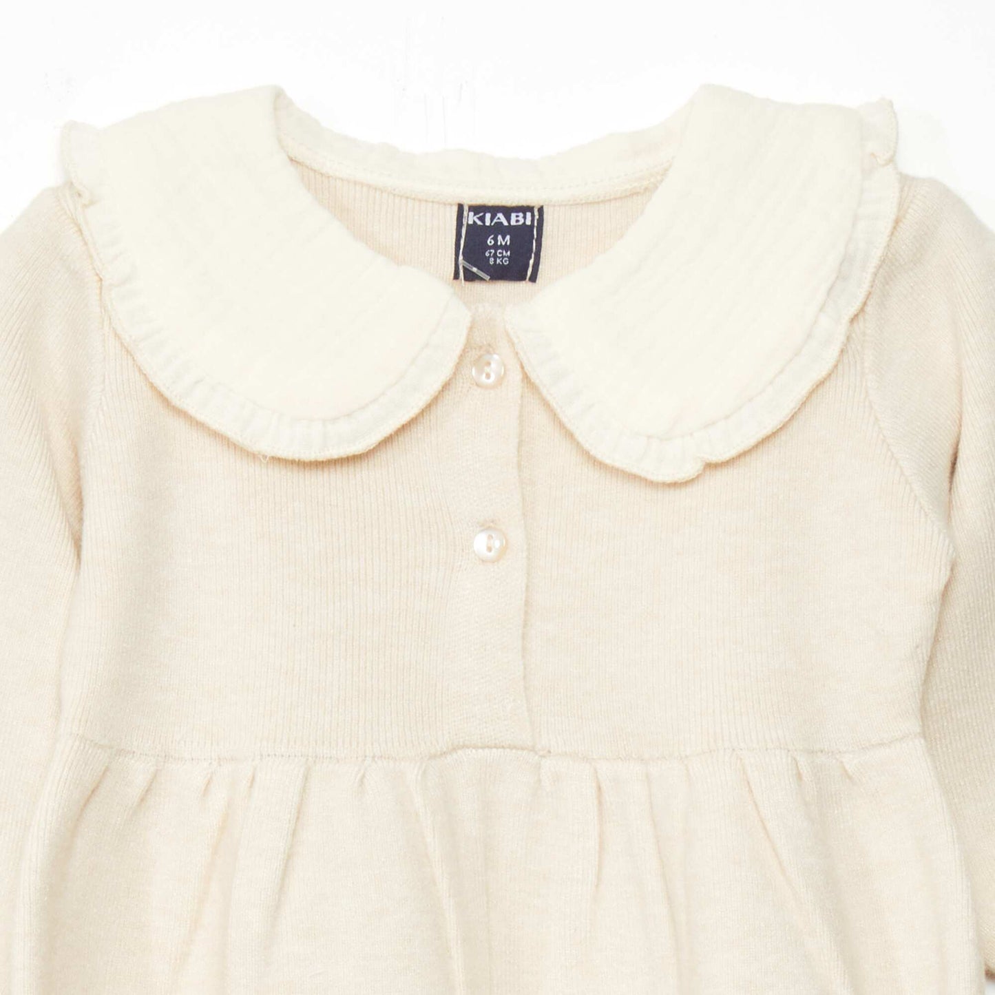 Lightweight knit dress with Peter Pan collar BEIGE SAMP