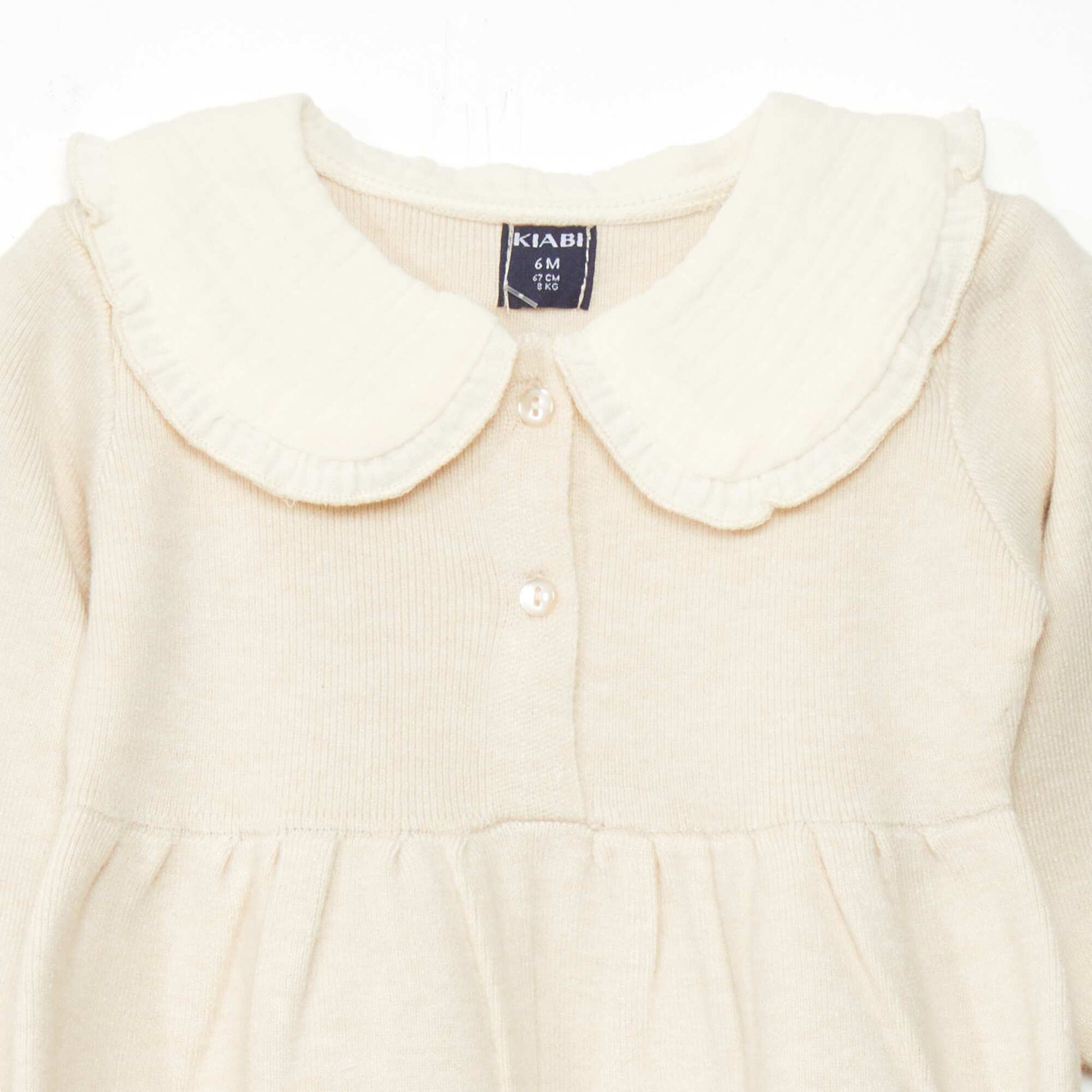 Lightweight knit dress with Peter Pan collar BEIGE SAMP