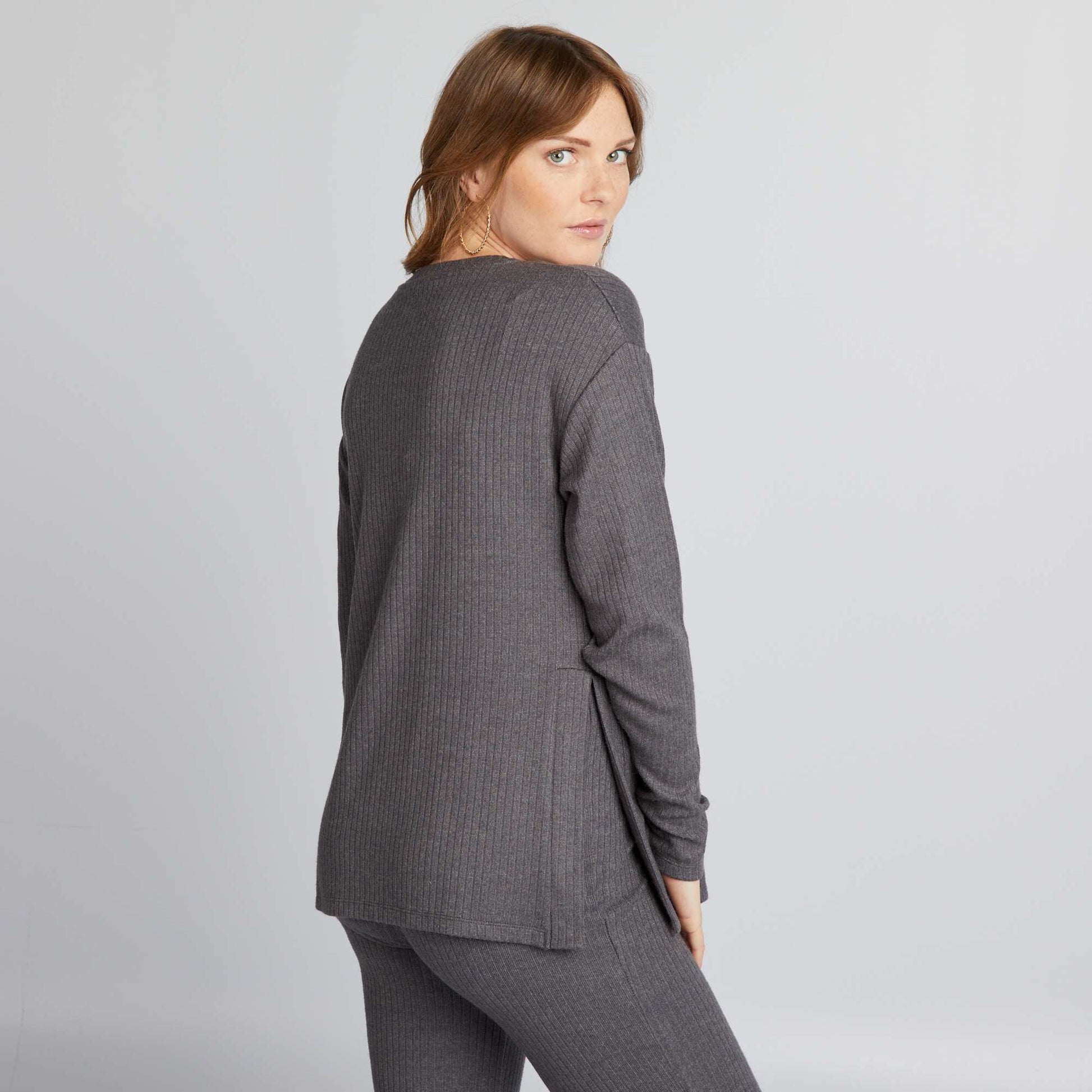Round neck loose fit maternity sweater GREY
