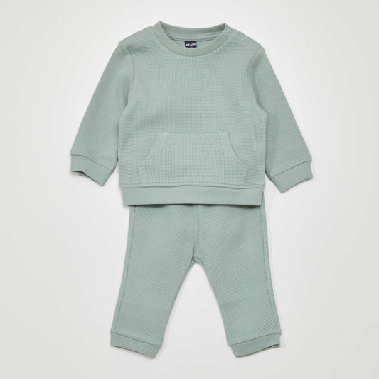 Sweatshirt + joggers set - 2-piece set GREEN