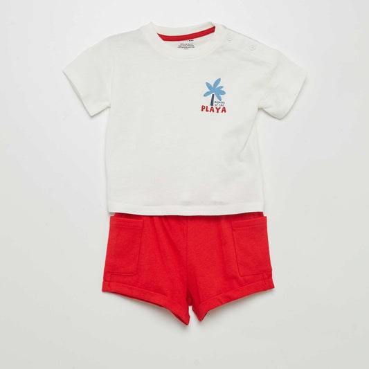 T-shirt + shorts set WHITE