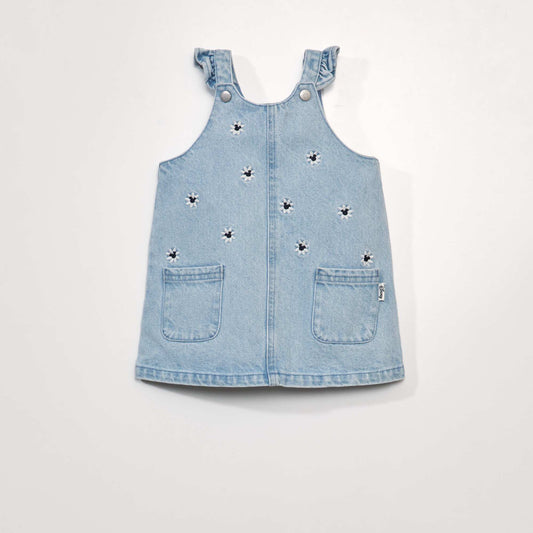 'Mickey' denim dungaree dress BLUE