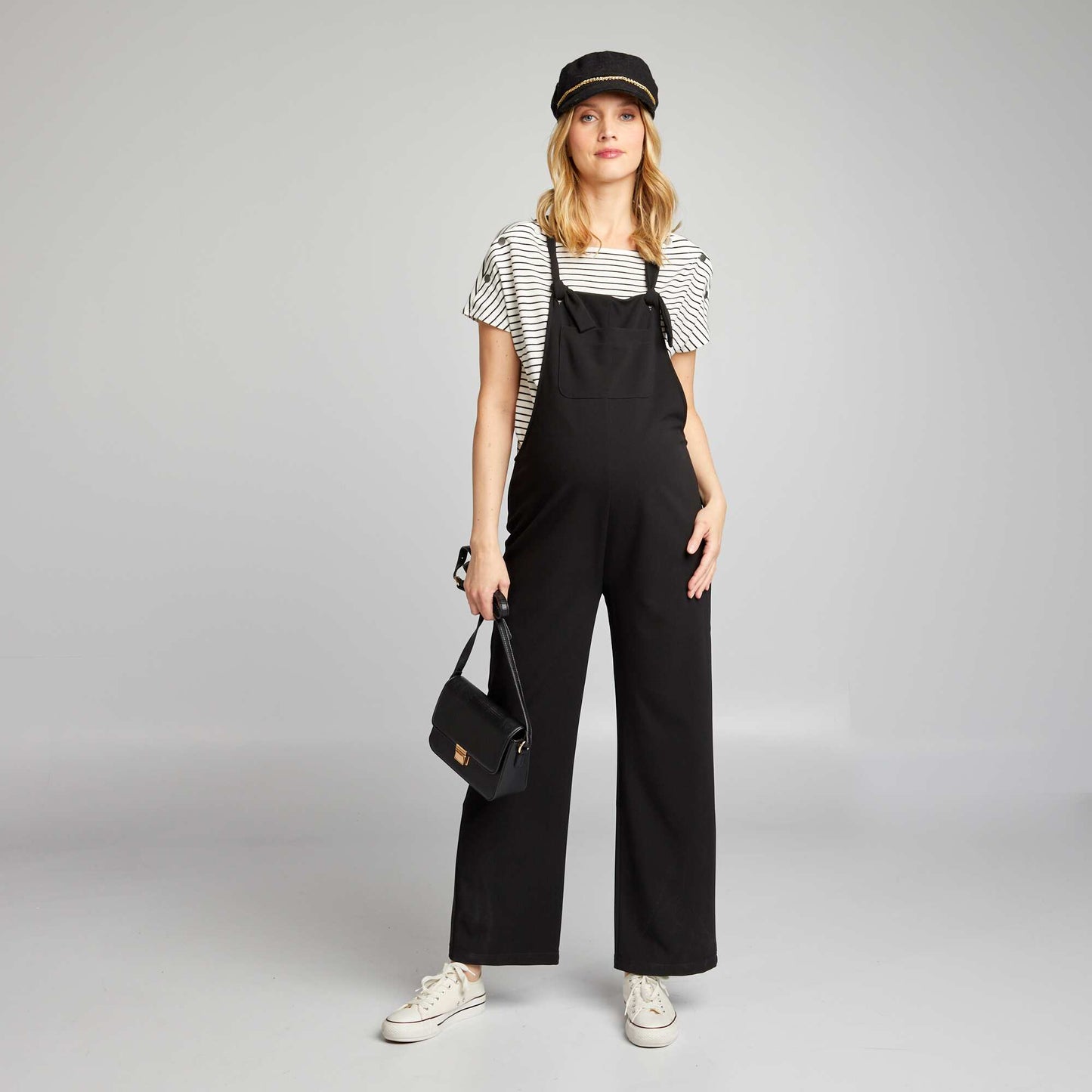 Stretch nursing dungarees black