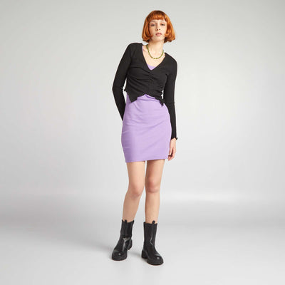 Ribbed knit crop top T-shirt black