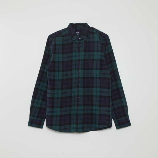 Checked flannel shirt GREEN