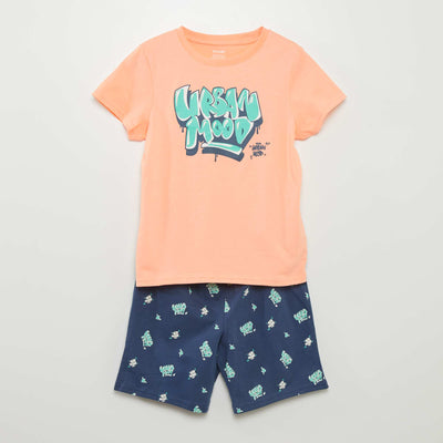 Short 2-piece T-shirt + shorts pyjama set - 2-piece set YELLOW