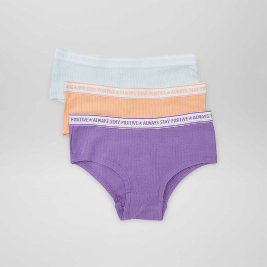 Pack of 3 knit fabric boy shorts PURPLE