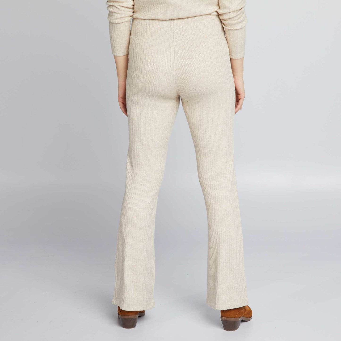 Bootcut ribbed maternity trousers BEIGE