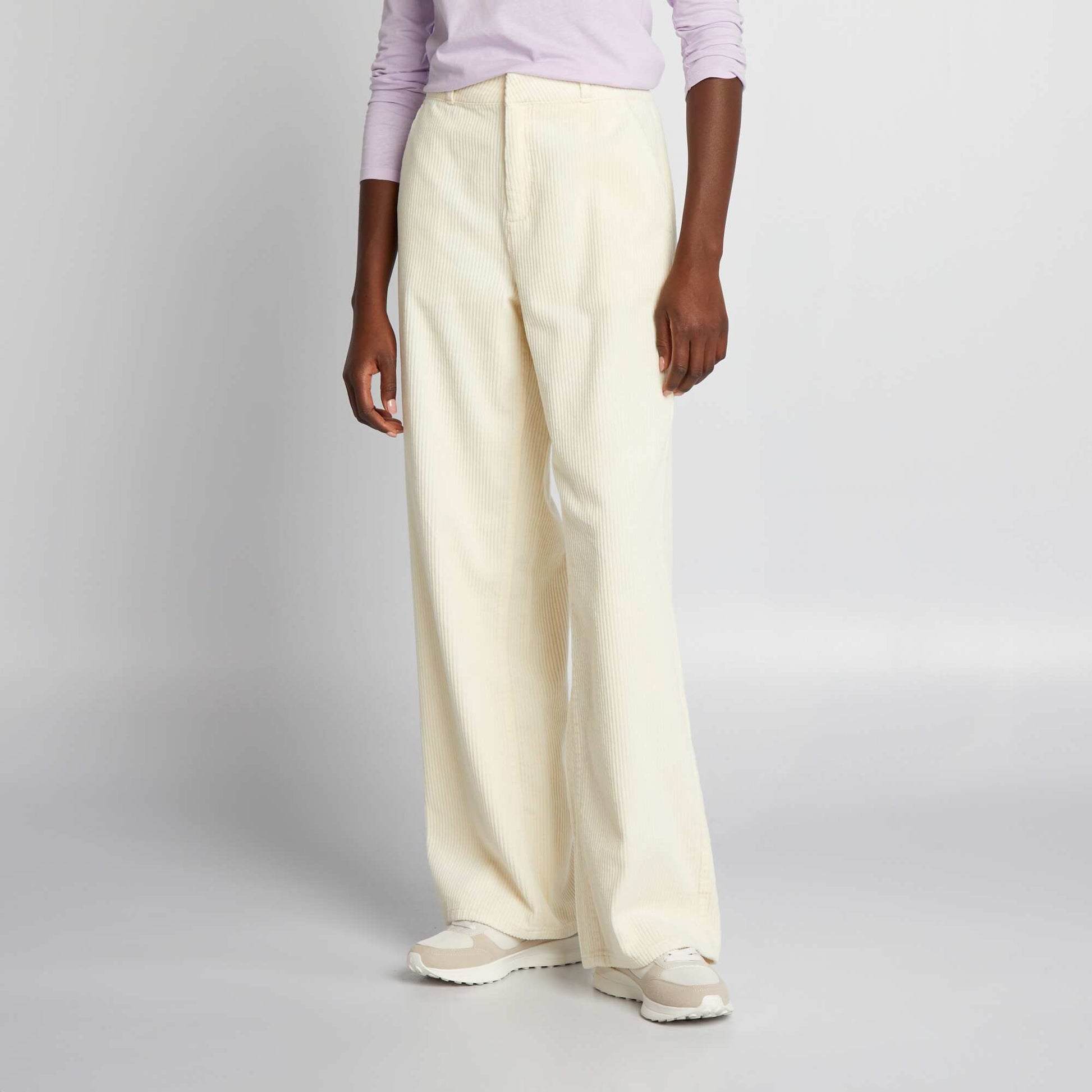 Straight-leg velour trousers WHITE