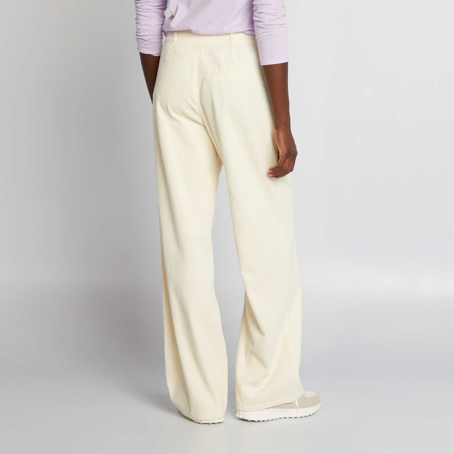 Straight-leg velour trousers WHITE