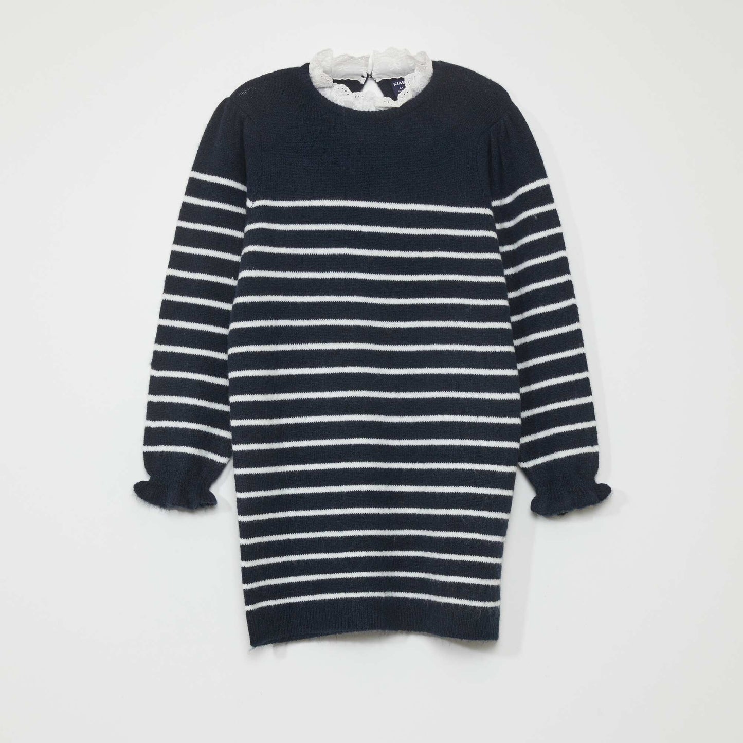 Striped knitted sweater dress BLUE