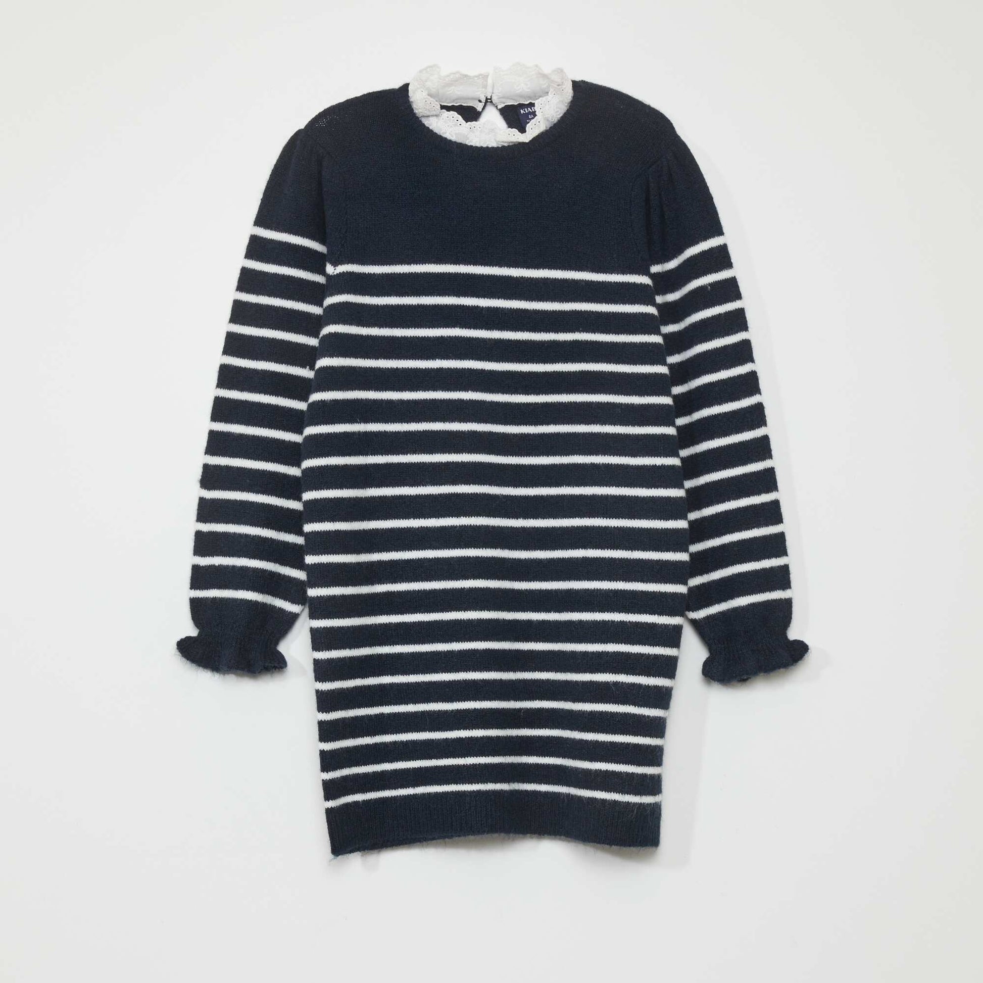 Striped knitted sweater dress BLUE