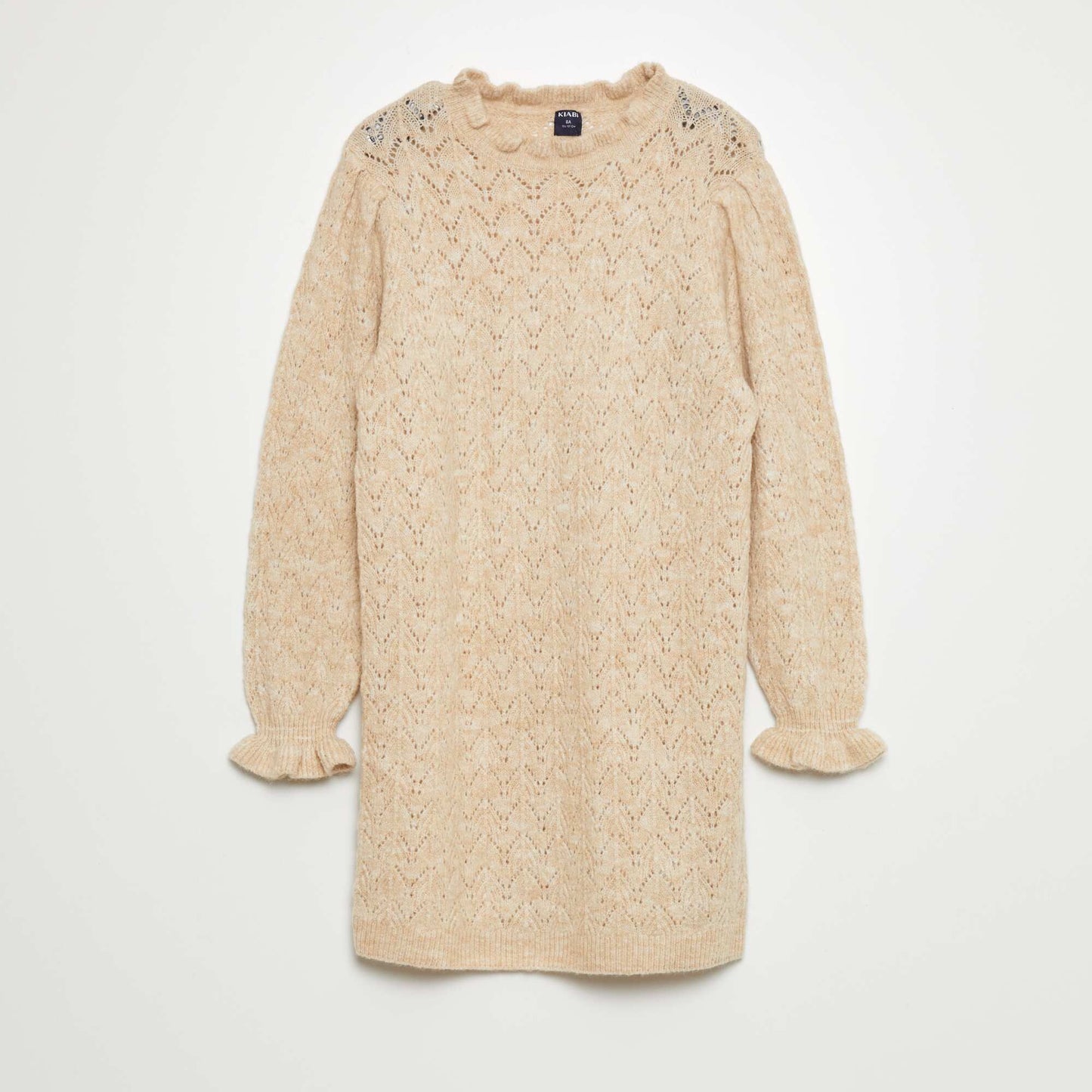 Openwork knit sweater dress BEIGE