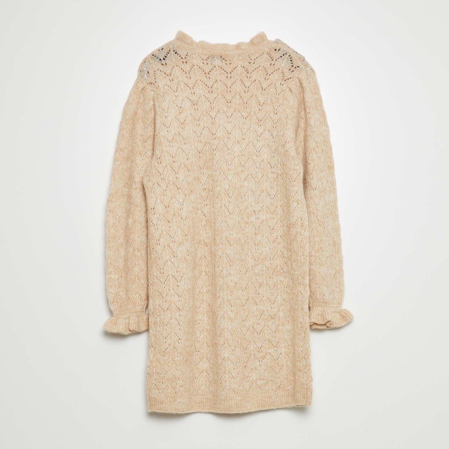 Openwork knit sweater dress BEIGE