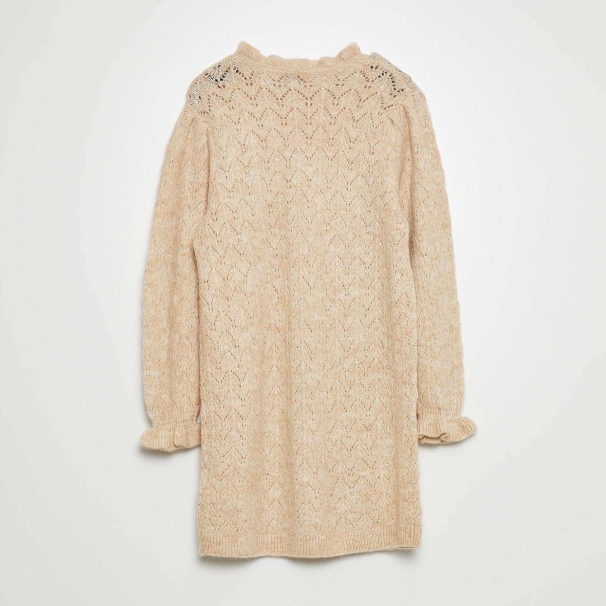 Openwork knit sweater dress BEIGE