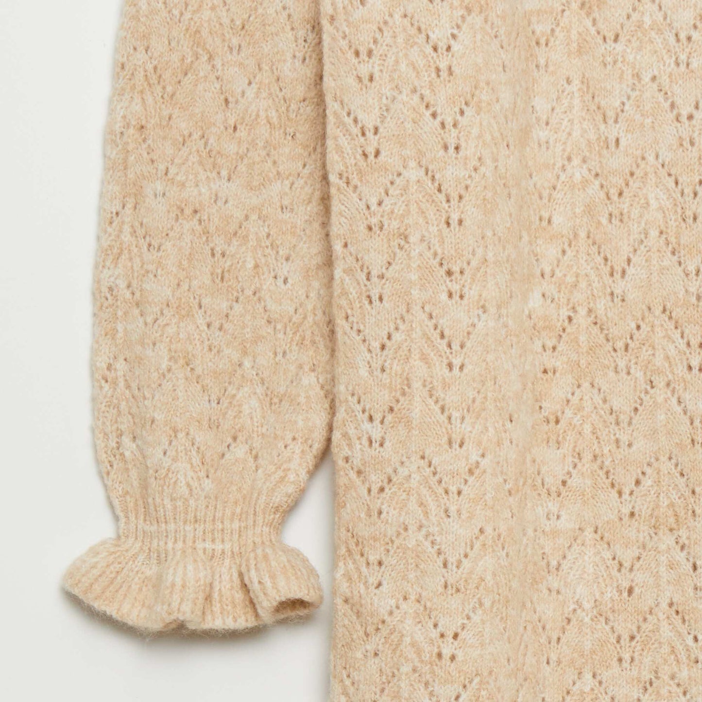 Openwork knit sweater dress BEIGE