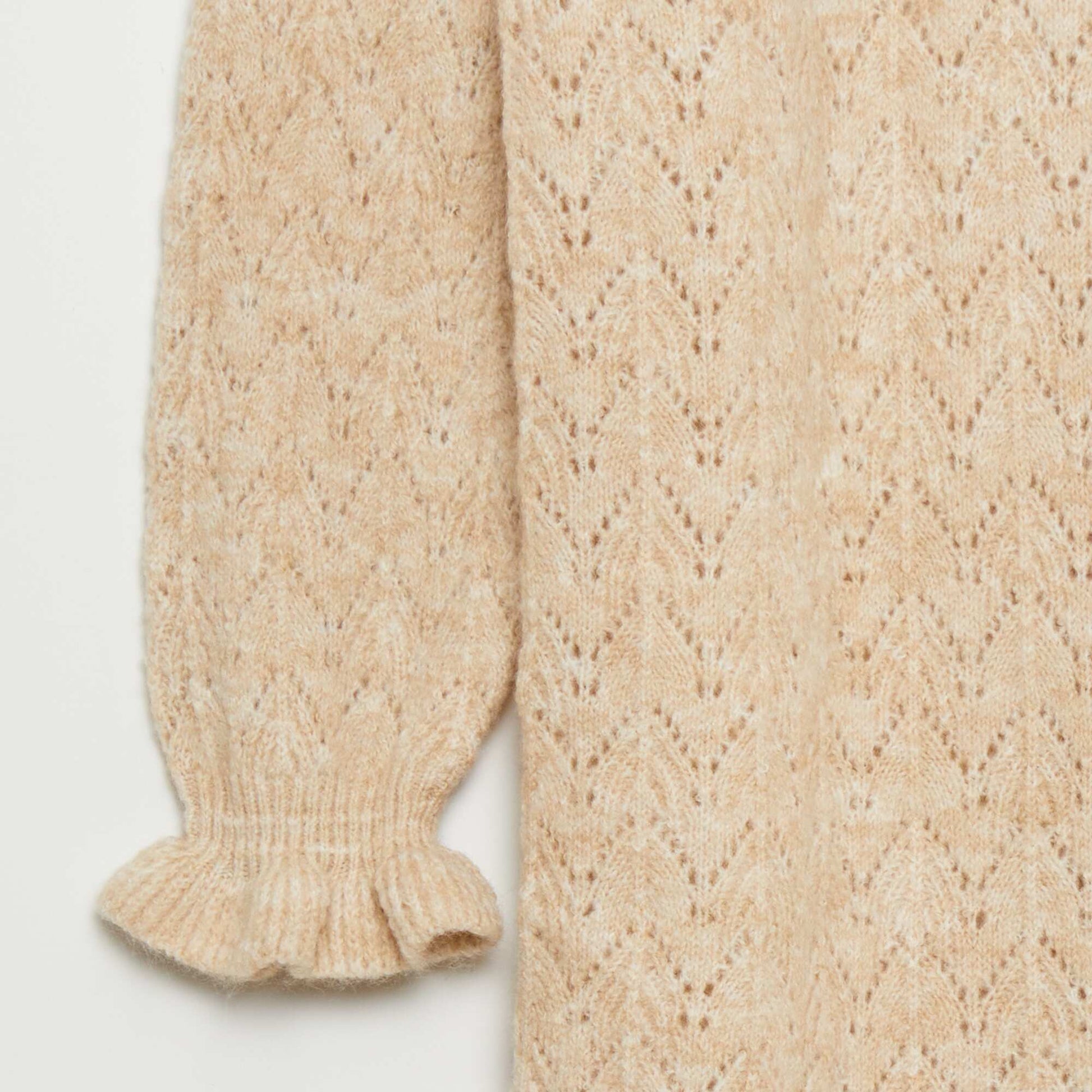 Openwork knit sweater dress BEIGE