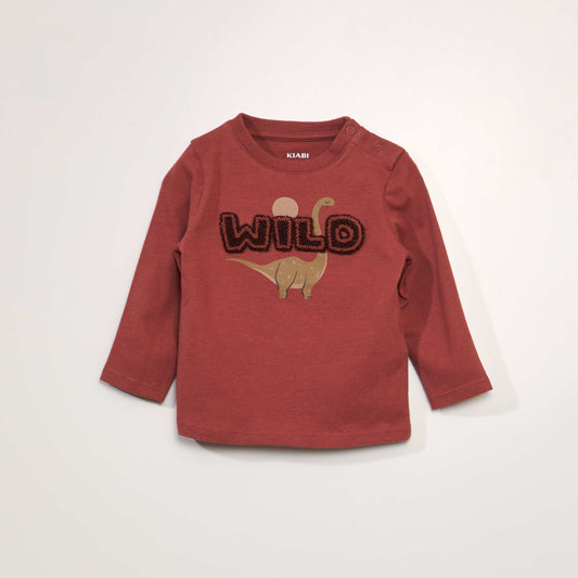 Marled bouclé print T-shirt RED