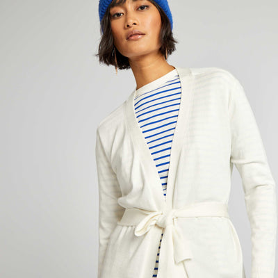 Extra-long vest with belt WHITE