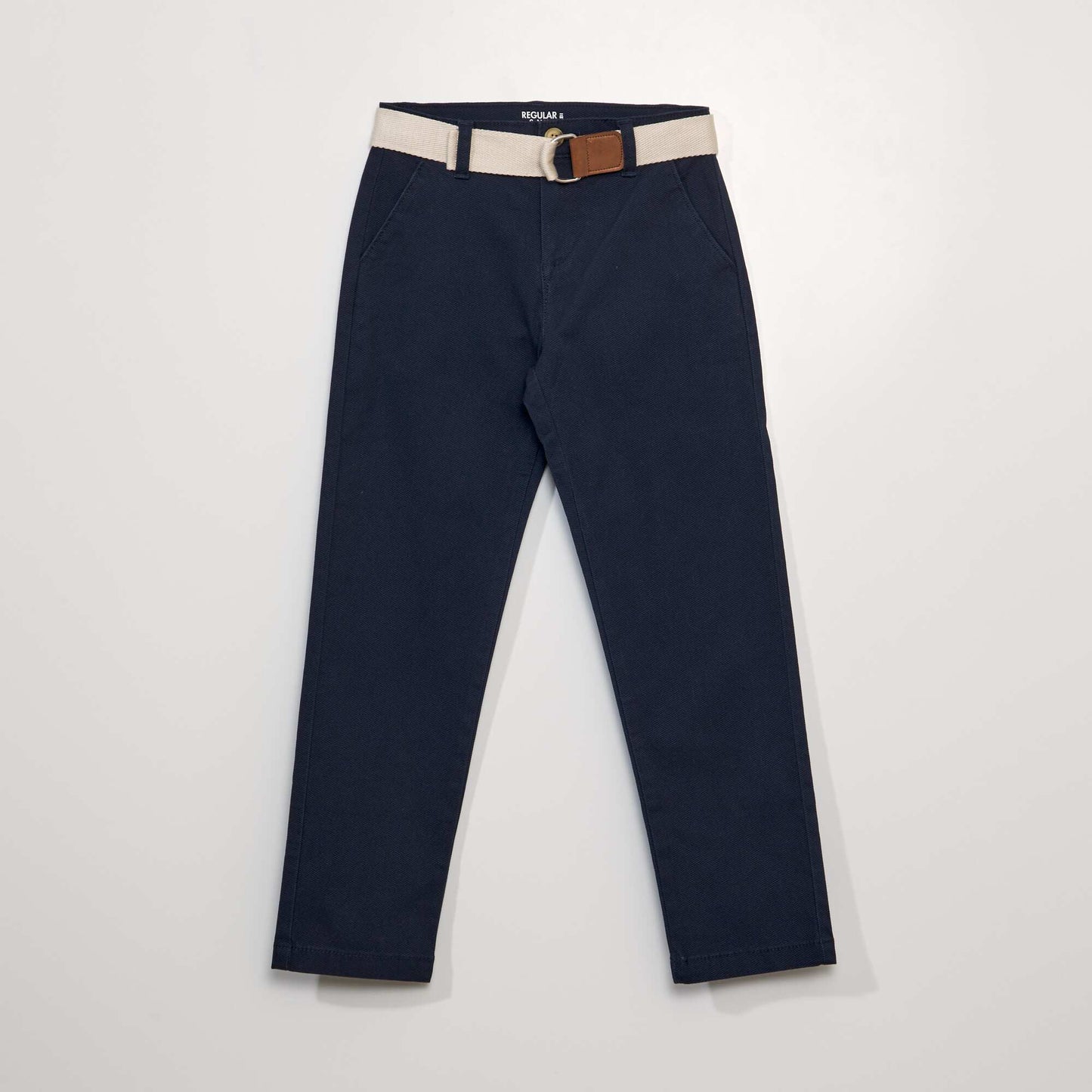 Twill chinos + belt blue