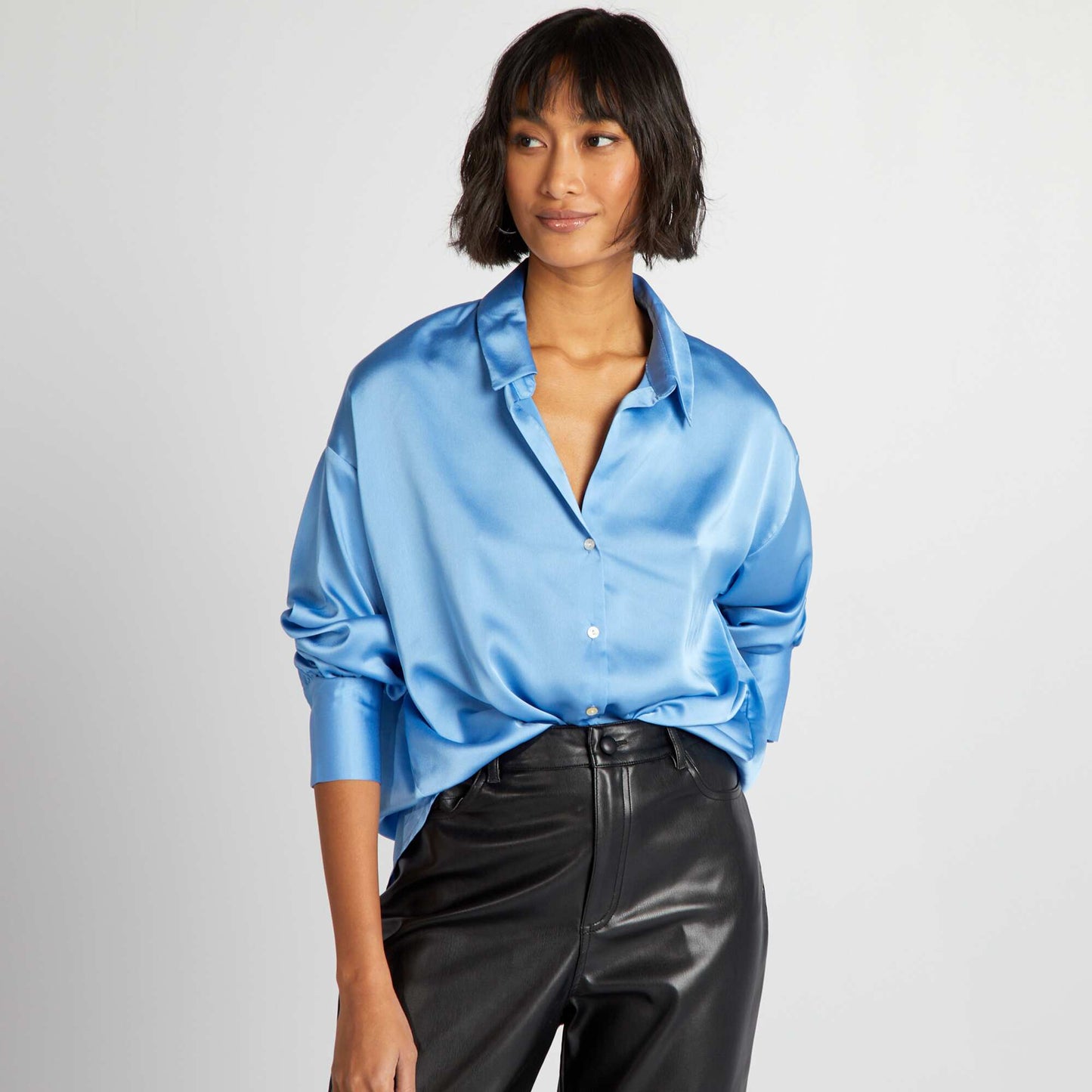 Satin-effect blouse BLUE