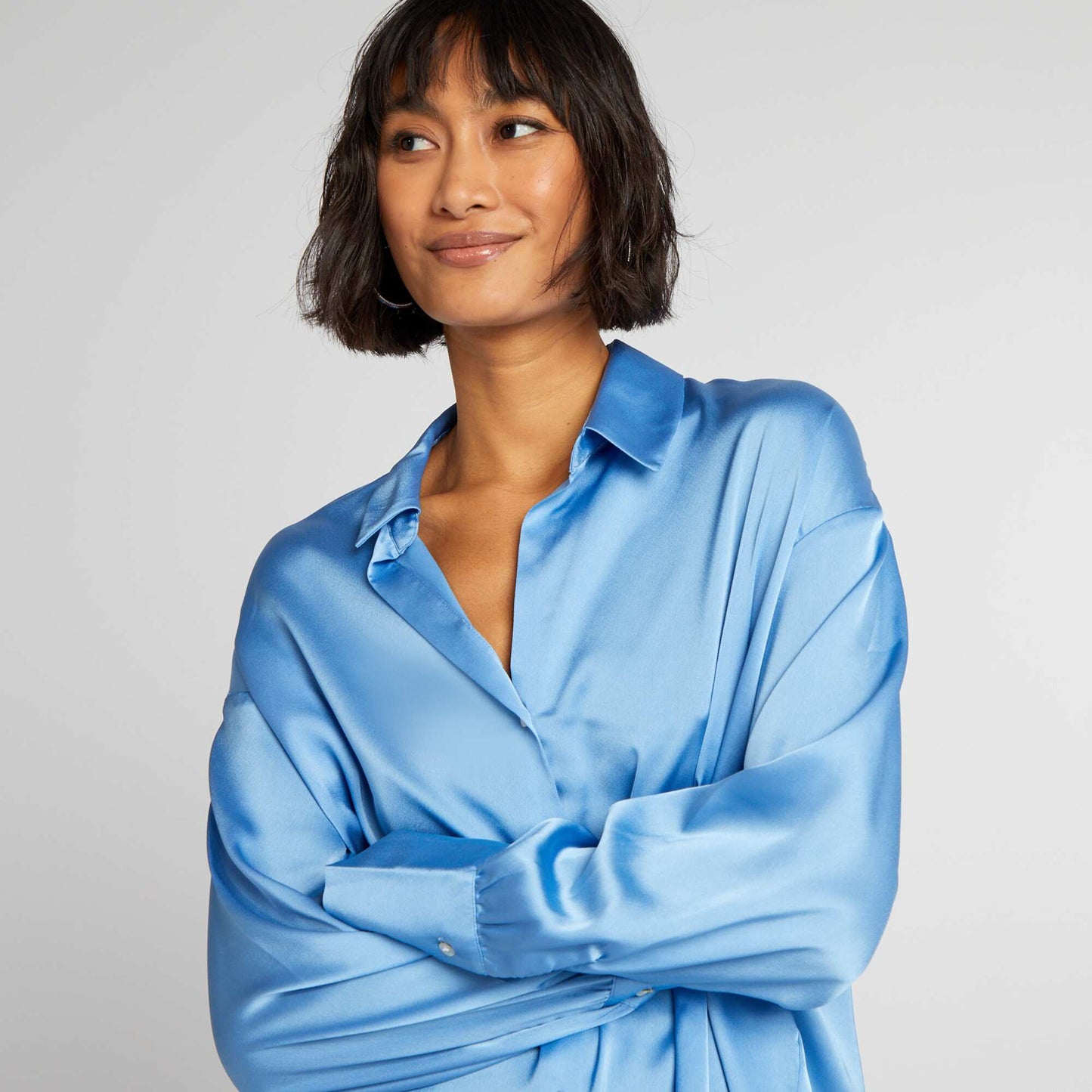 Satin-effect blouse BLUE