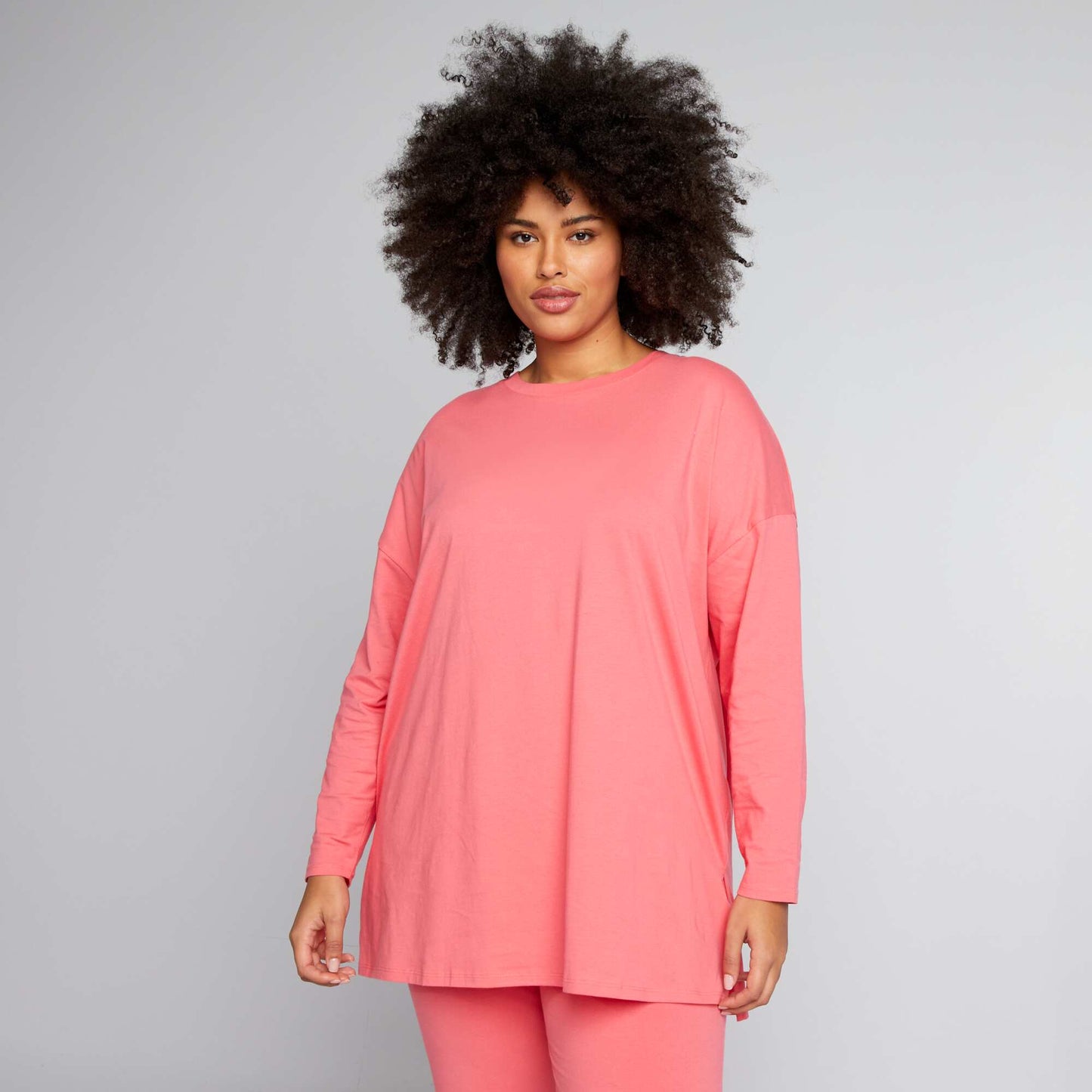 Longline plain jersey T-shirt PINK