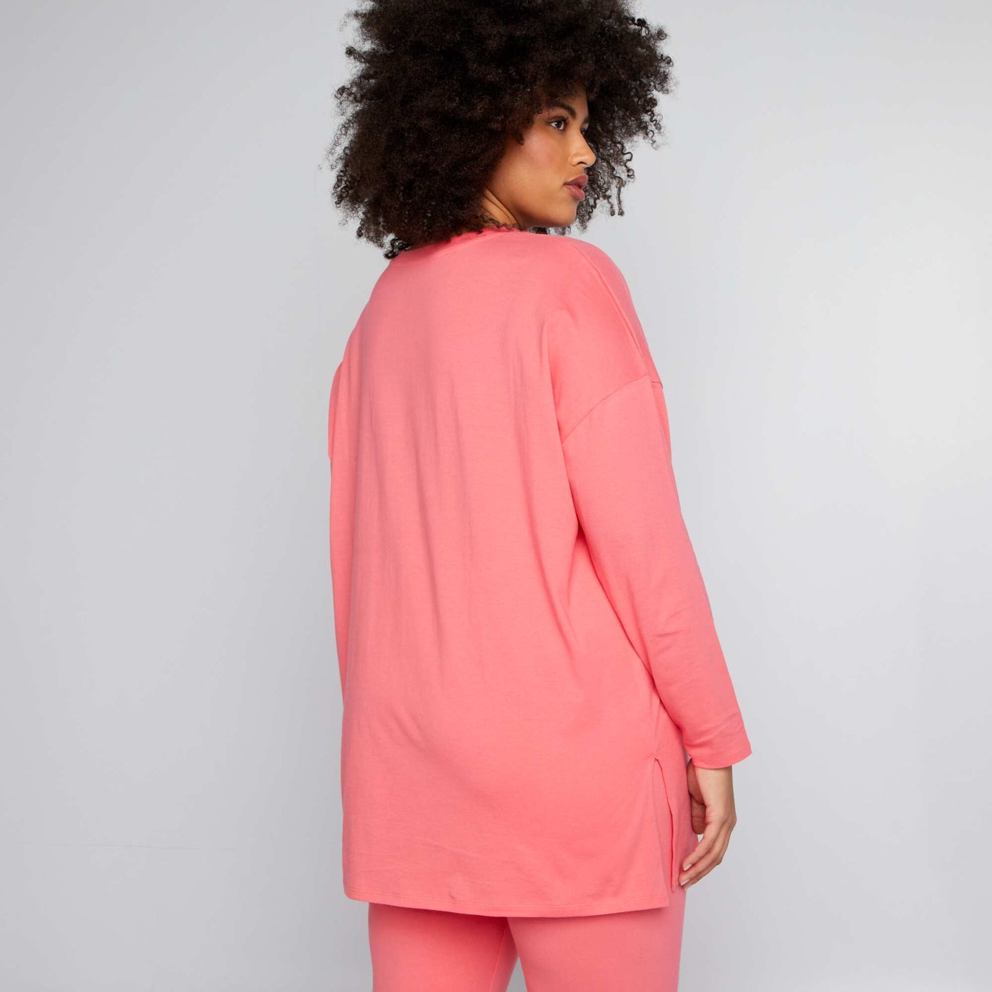 Longline plain jersey T-shirt PINK