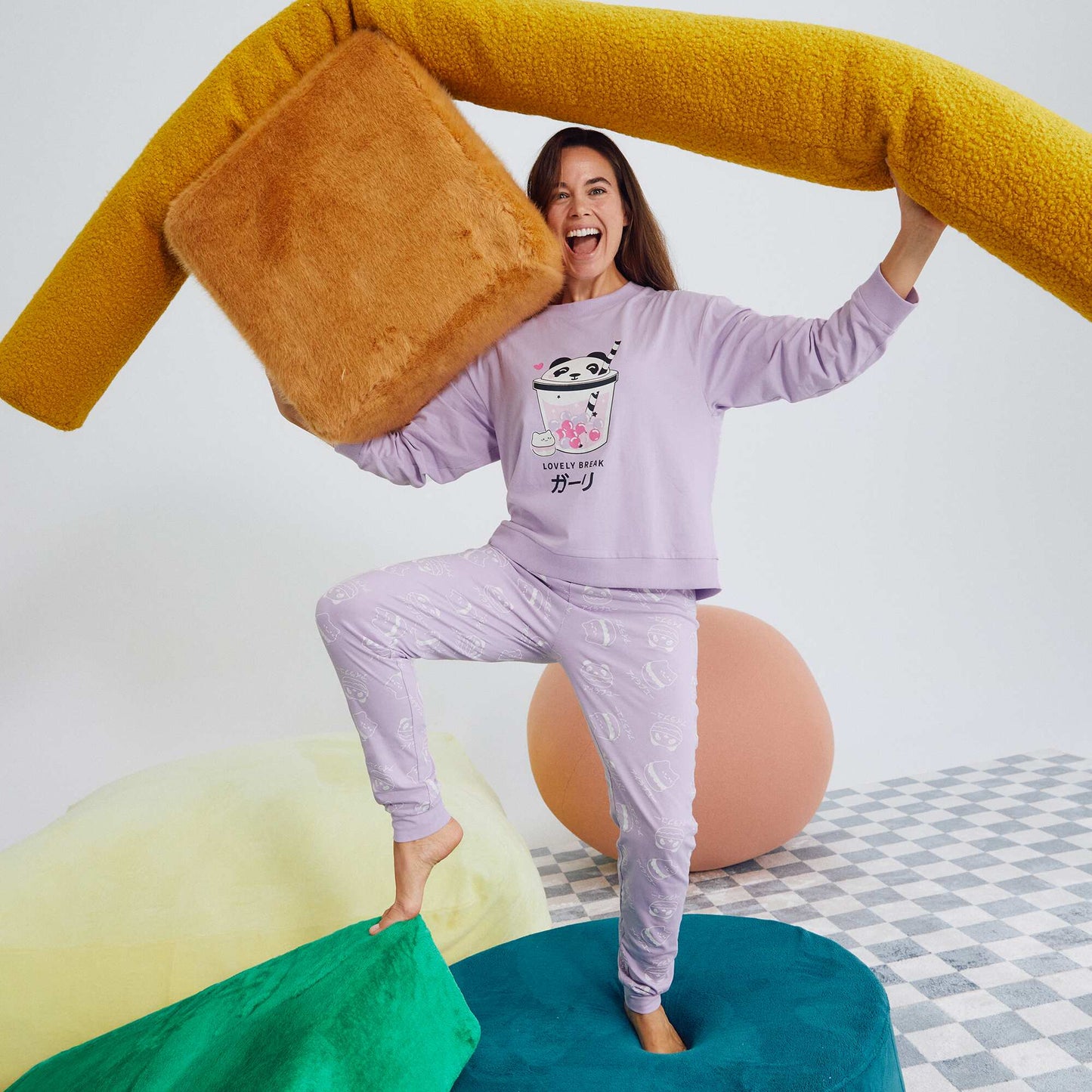 Long jersey pyjama set - 2-piece set PURPLE