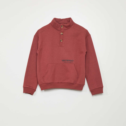 'Nevada' printed high neck sweatshirt RED