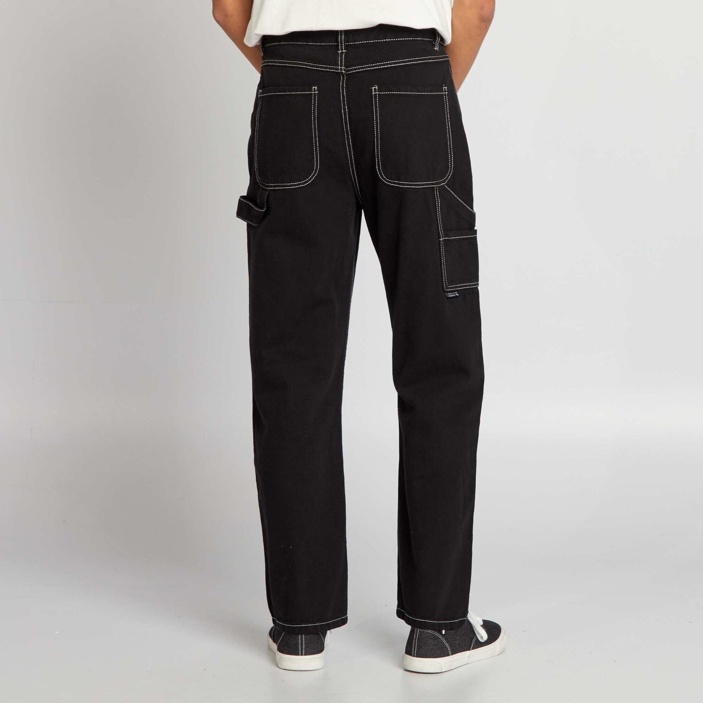 Cargo trousers with contrasting topstitching black