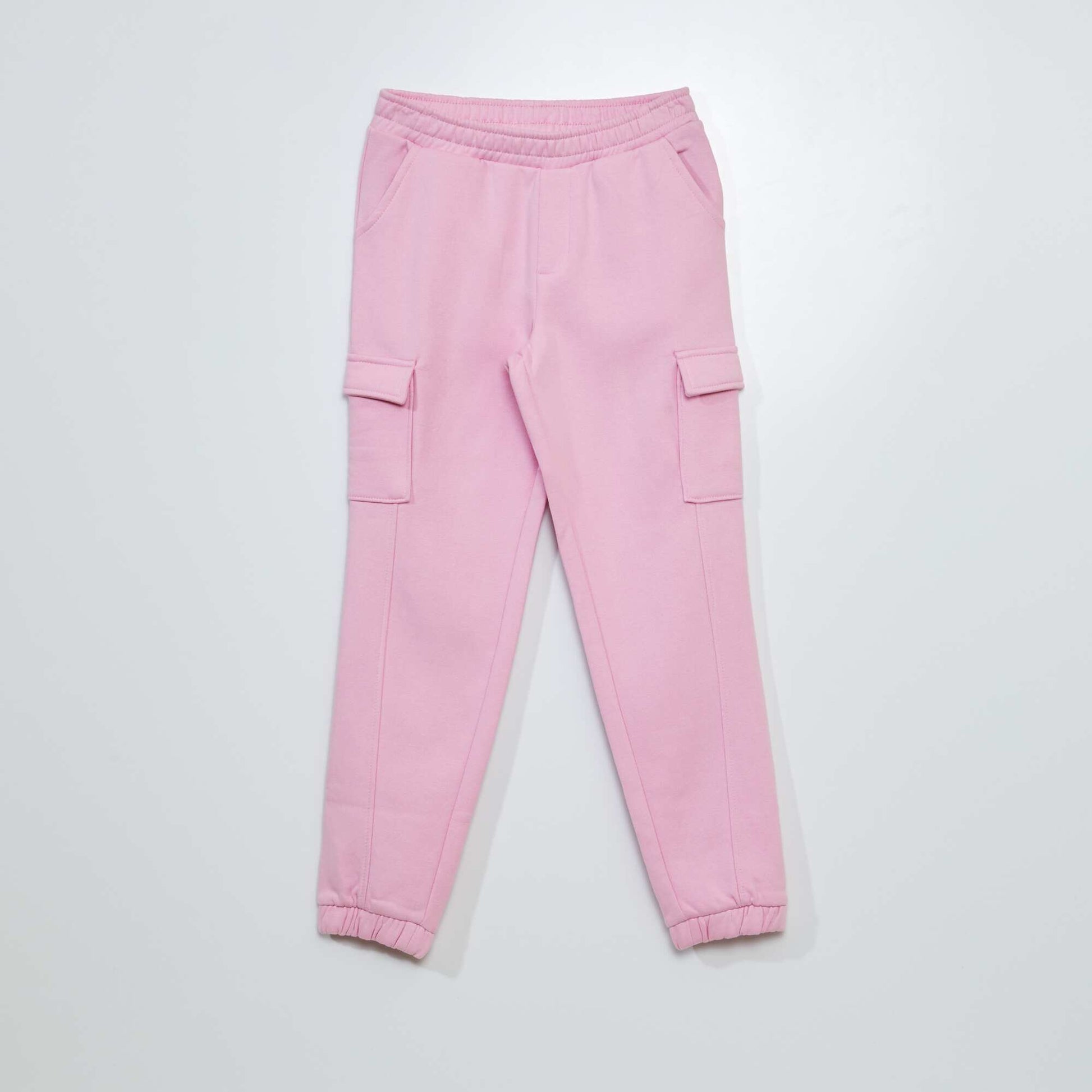 Sweatshirt fabric joggers with flap pockets PINK
