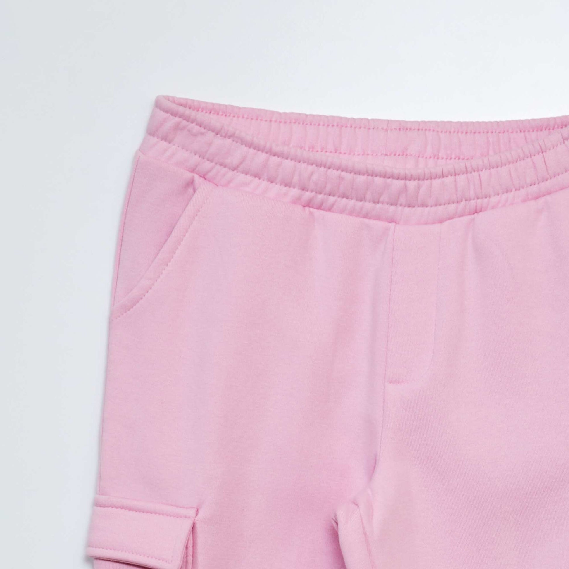 Sweatshirt fabric joggers with flap pockets PINK
