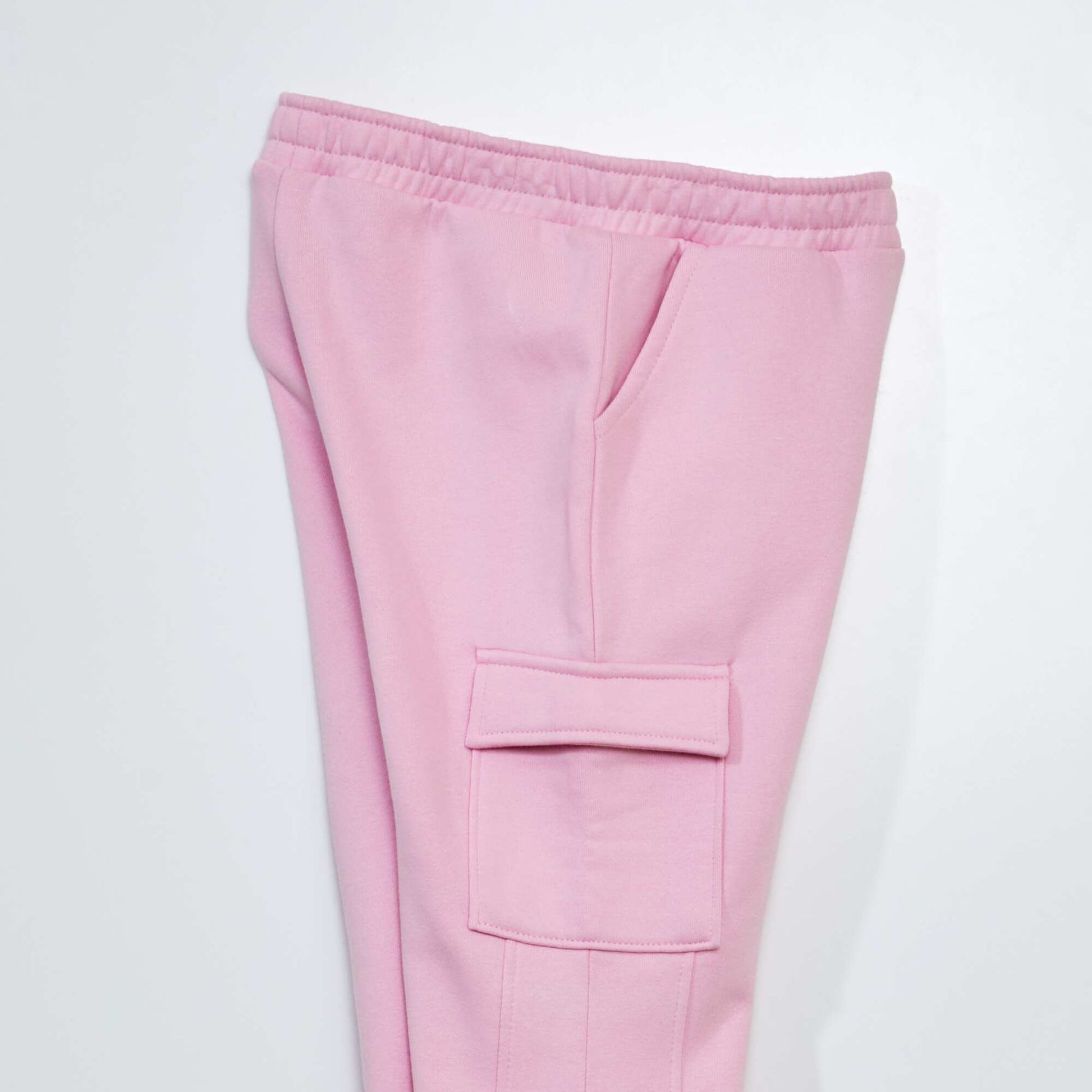 Sweatshirt fabric joggers with flap pockets PINK