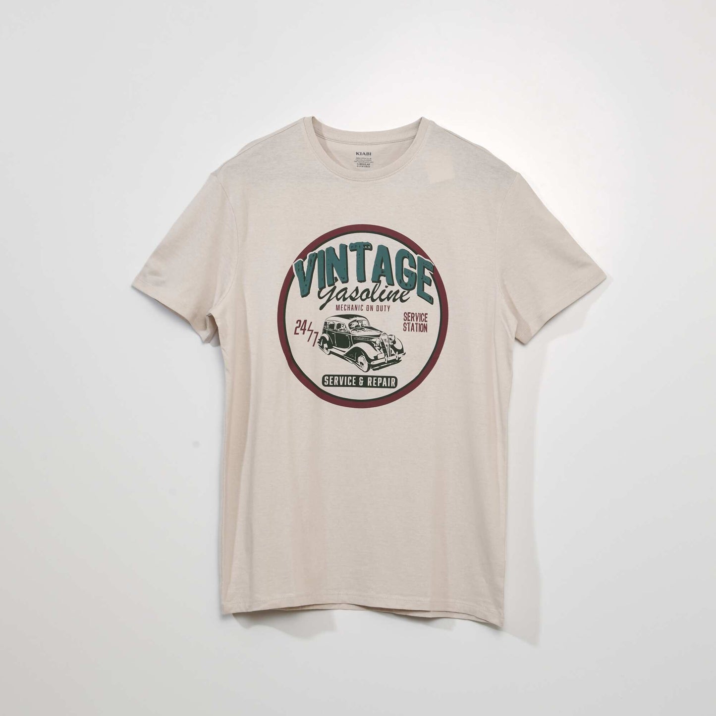 Short-sleeved printed T-shirt BEIGE