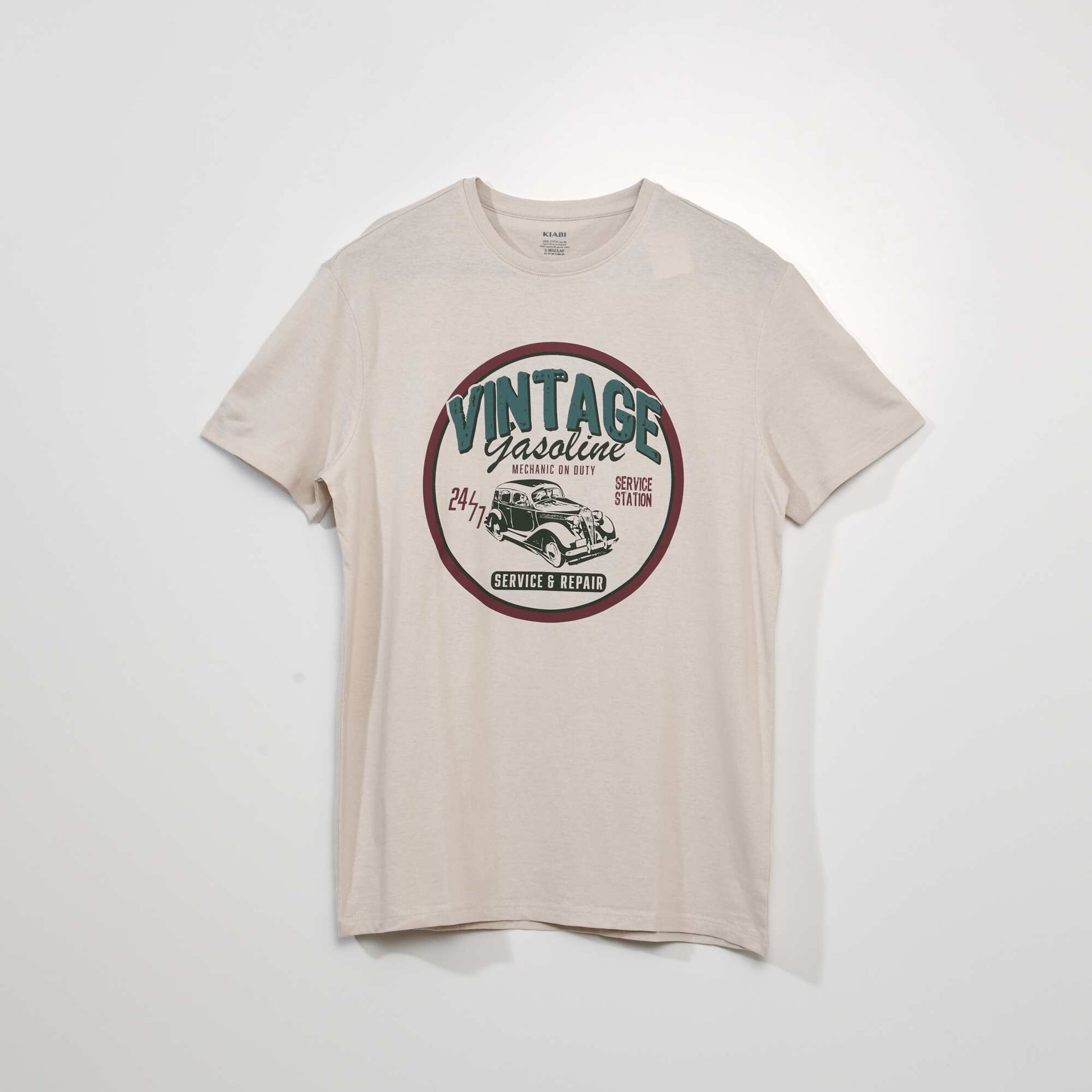 Short-sleeved printed T-shirt BEIGE