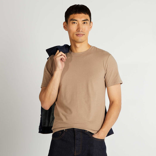 Plain T-shirt - Slim fit BEIGE