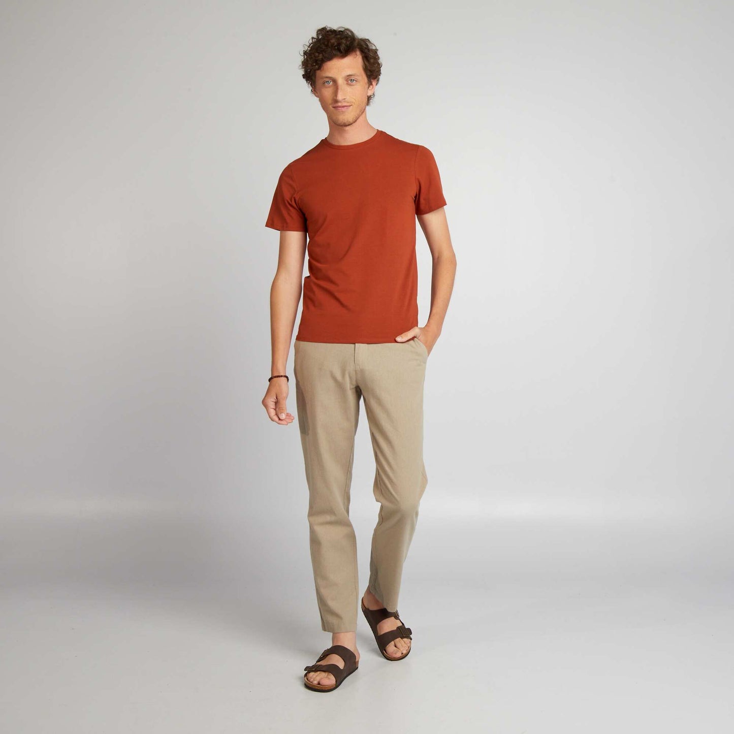 Plain T-shirt - Muscle shirt BROWN