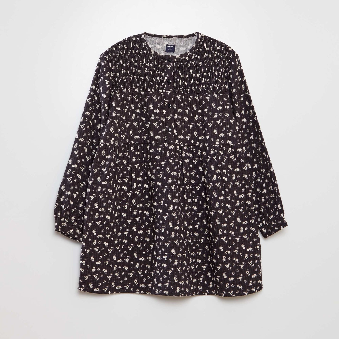 Floral waffle-knit dress BLACK