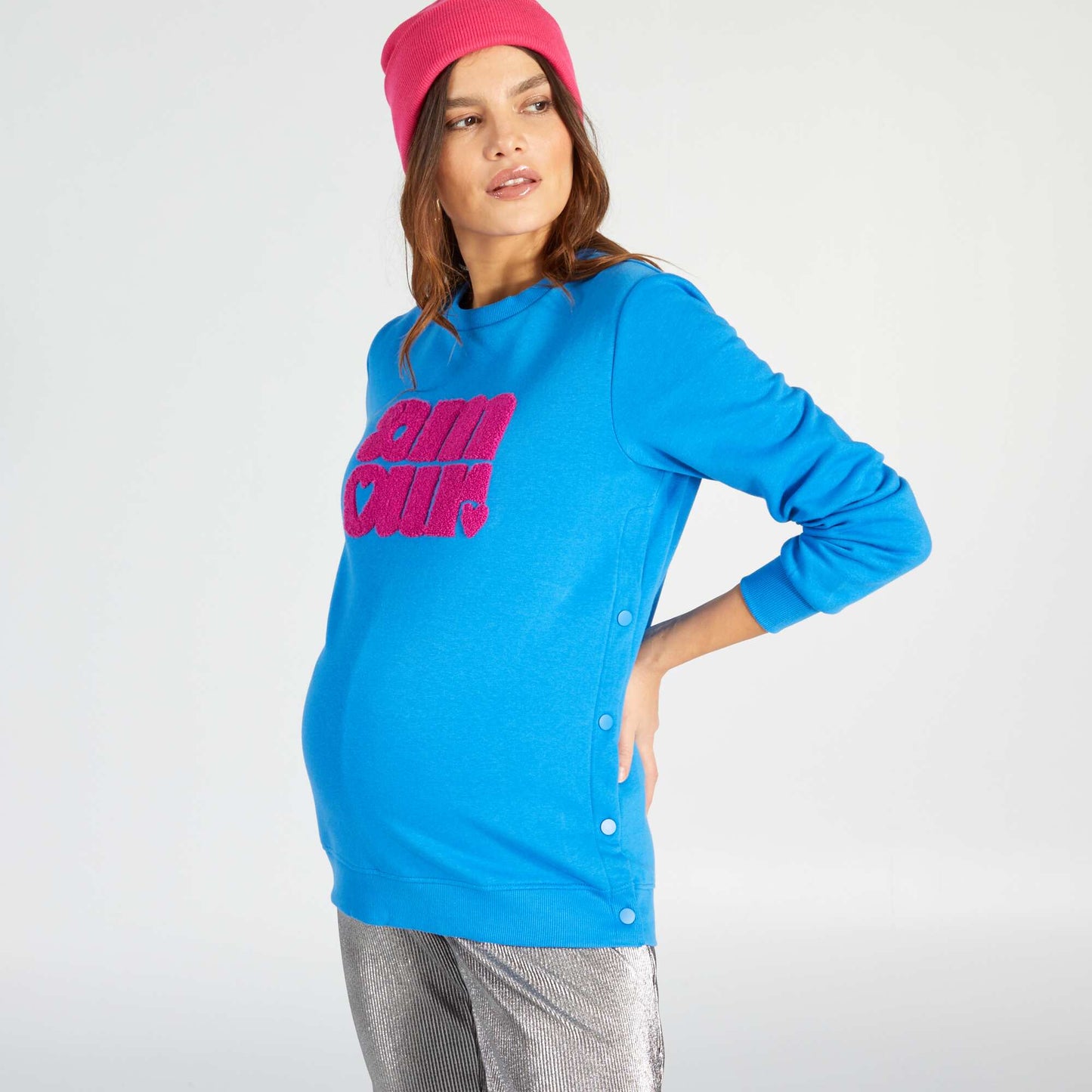 Maternity and nursing sweater BLUE