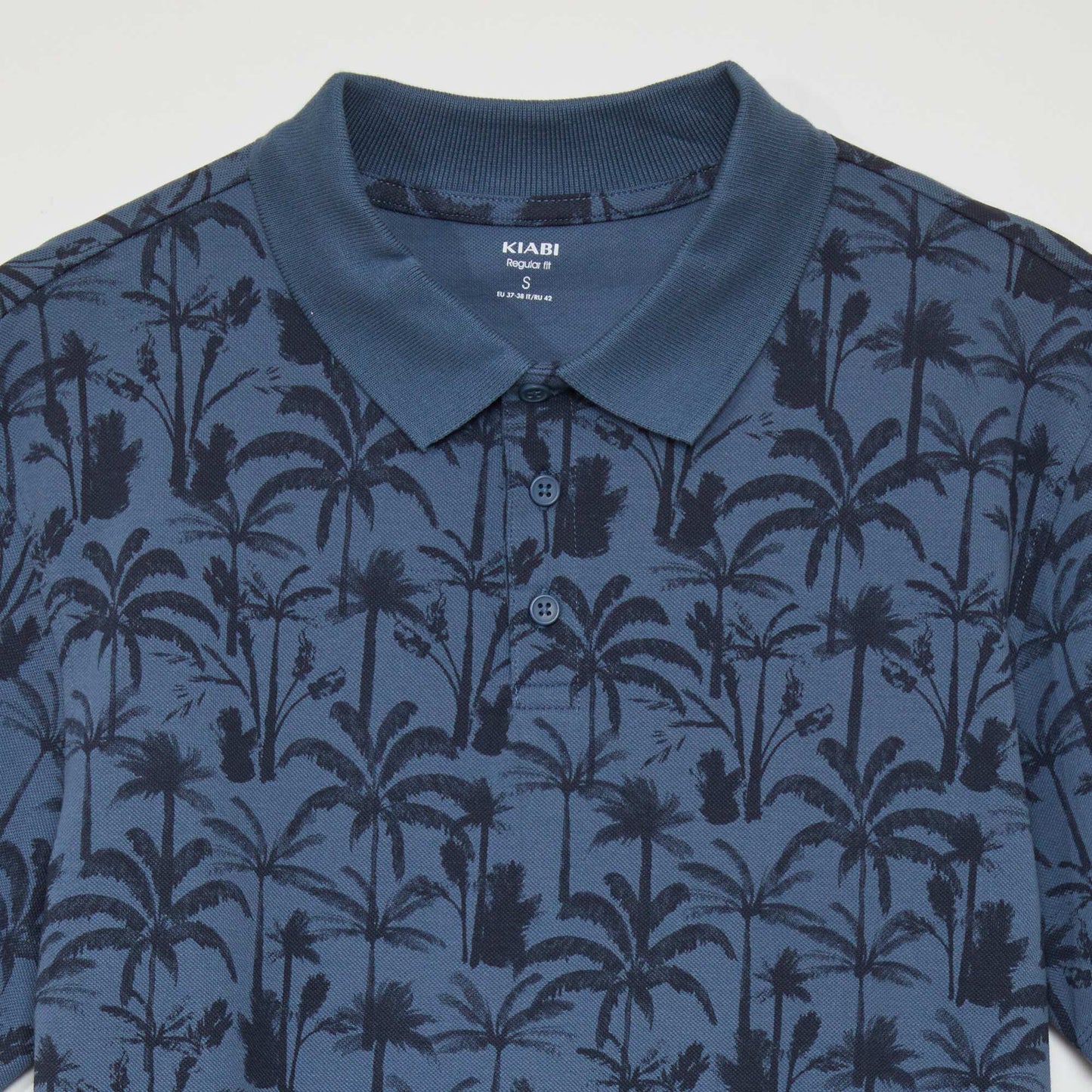 Printed cotton piqué polo shirt BLUE