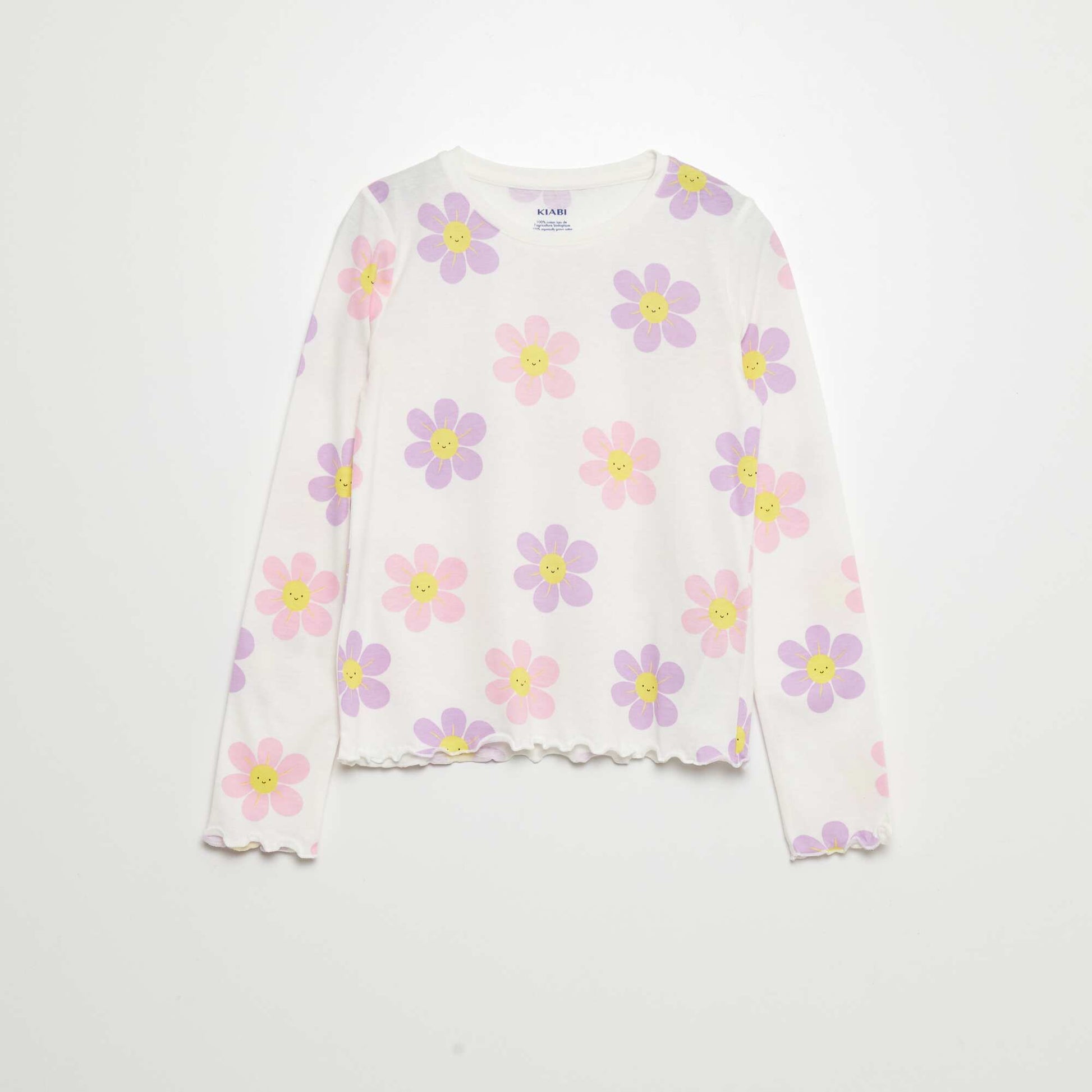 Floral jersey T-shirt BEIGE