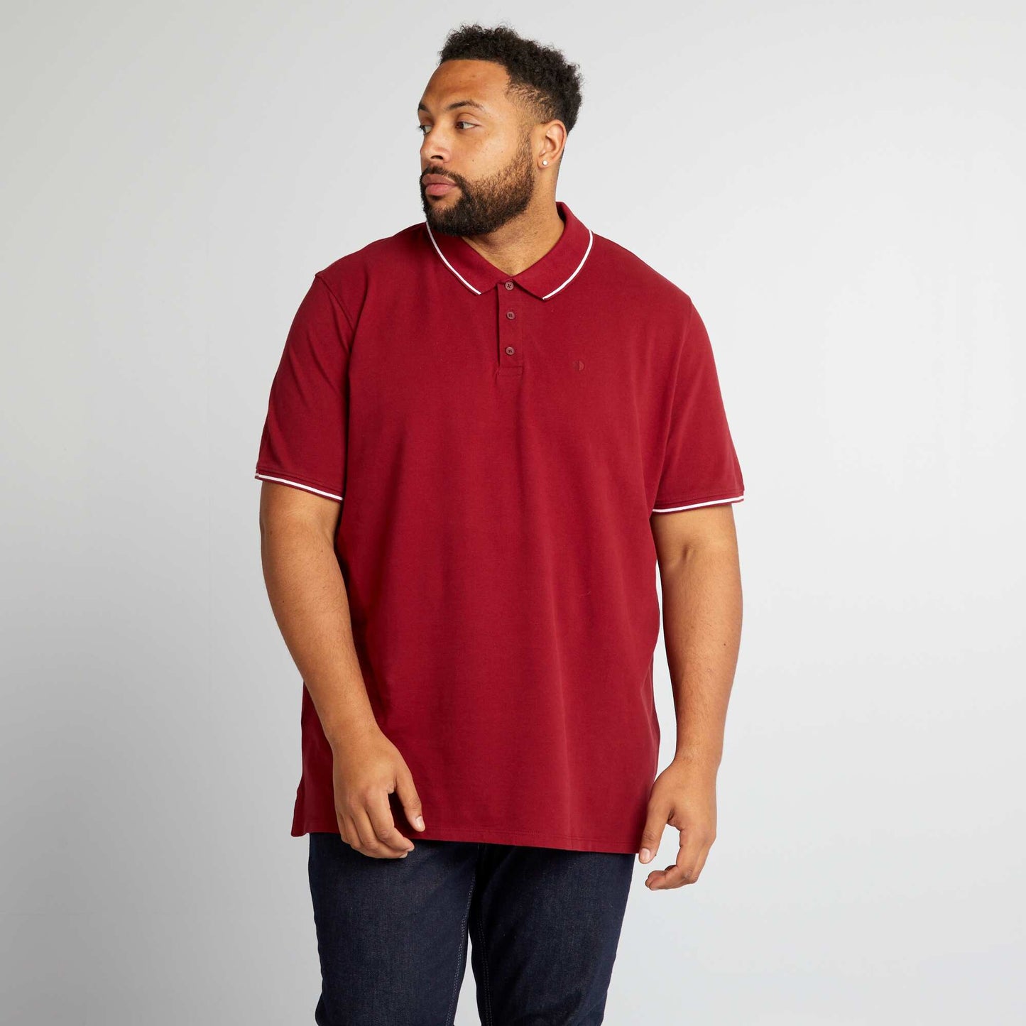 Cotton polo shirt with contrasting details RED