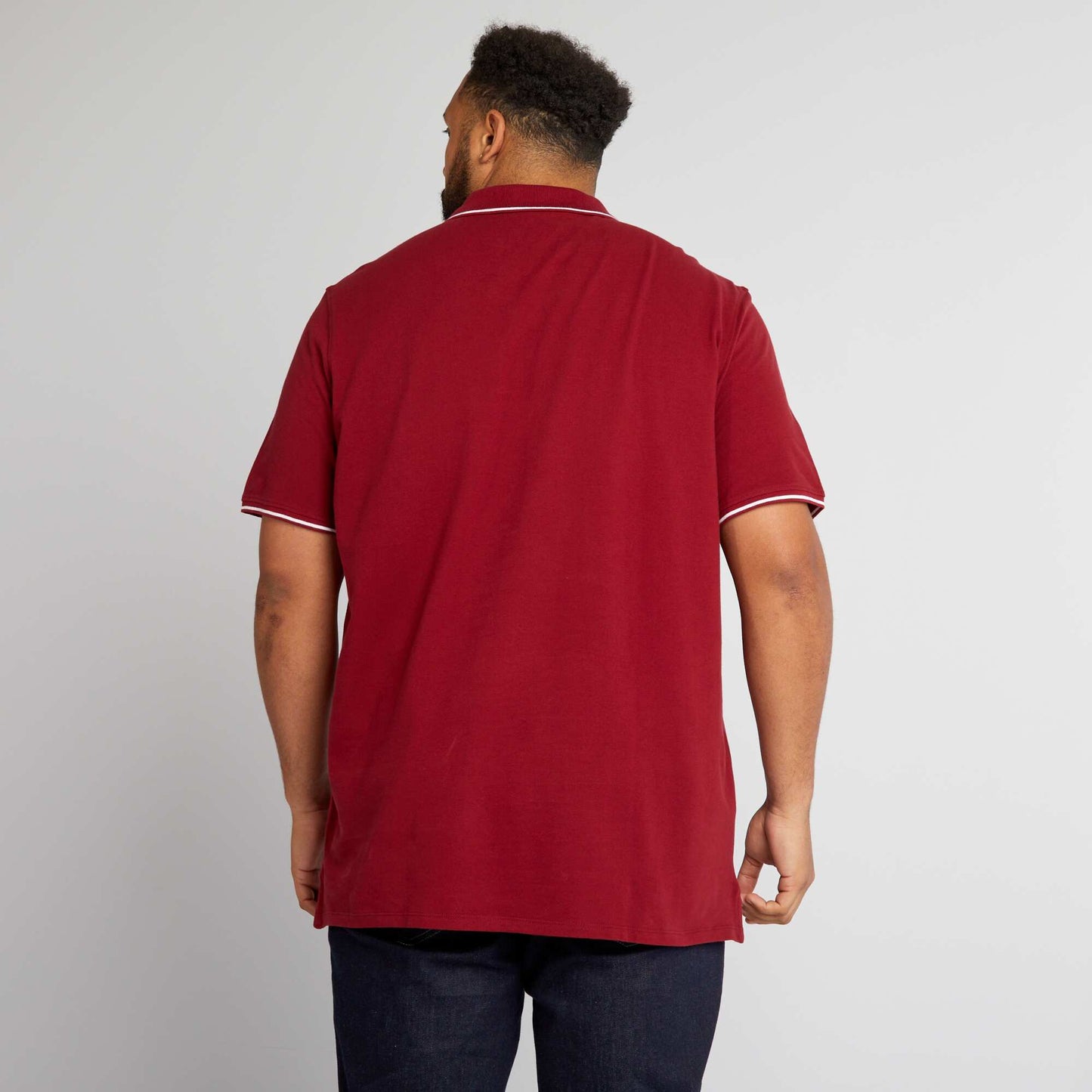 Cotton polo shirt with contrasting details RED