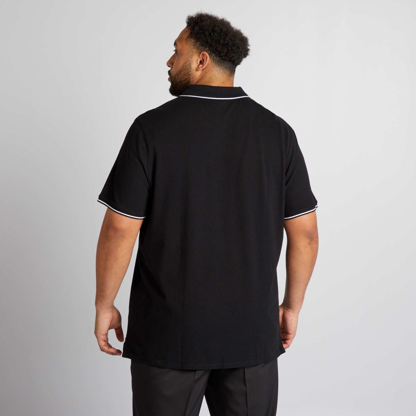 Cotton polo shirt with contrasting details black