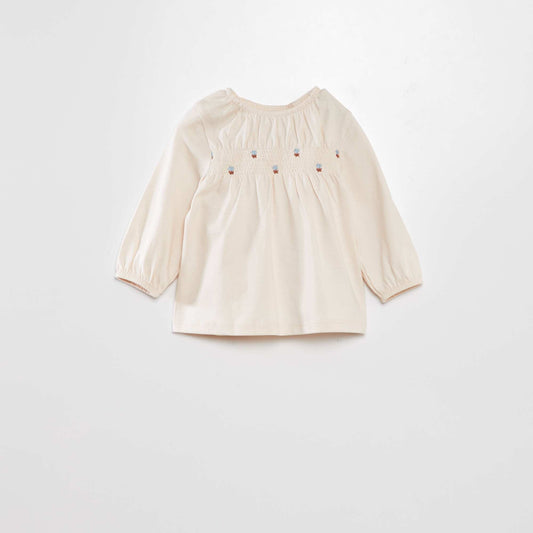 Pretty smocked blouse WHITE