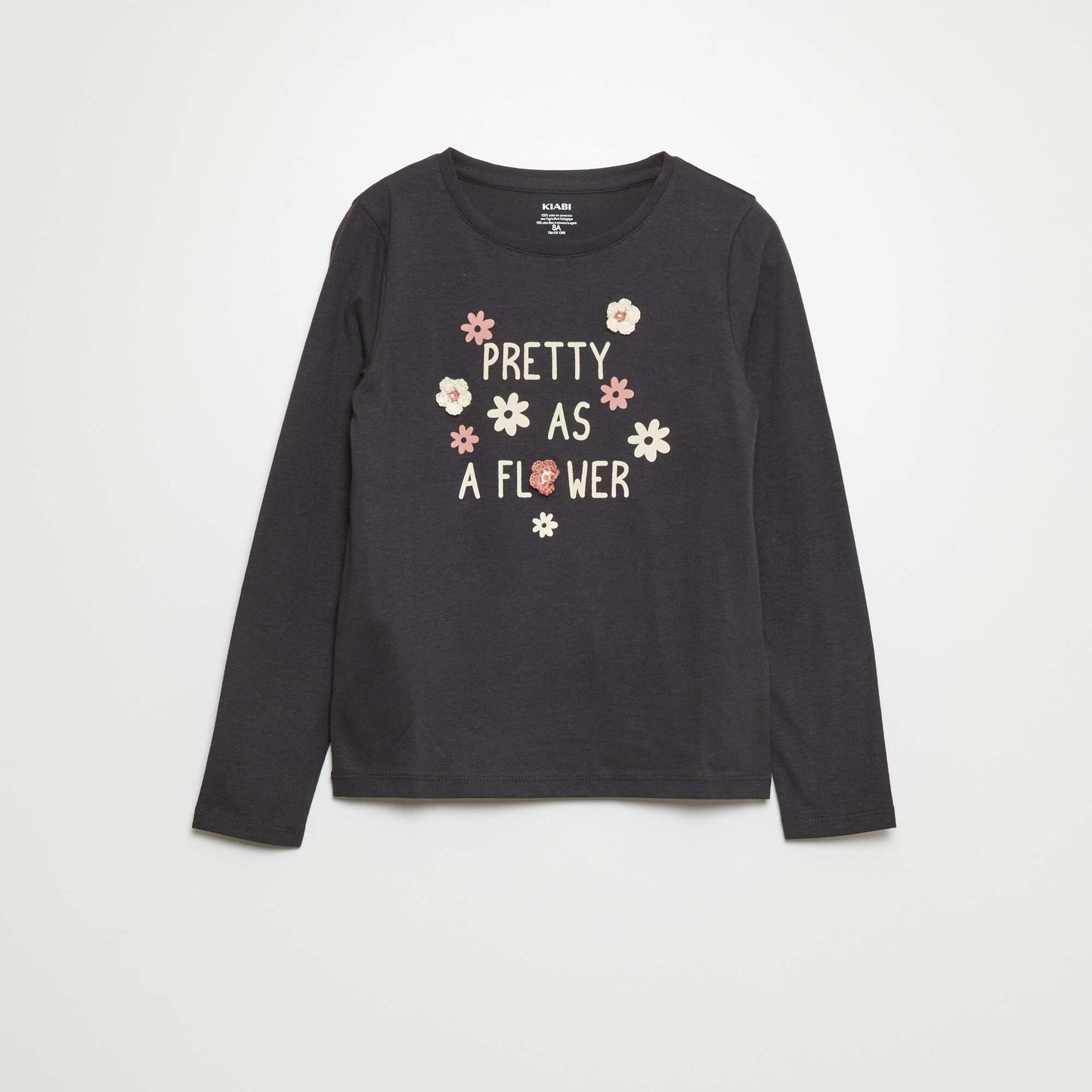 'Pretty as a flower' jersey T-shirt BLACK