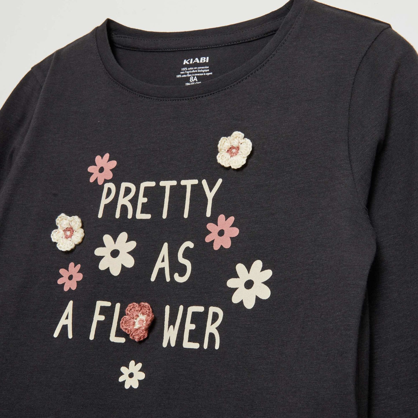 'Pretty as a flower' jersey T-shirt BLACK