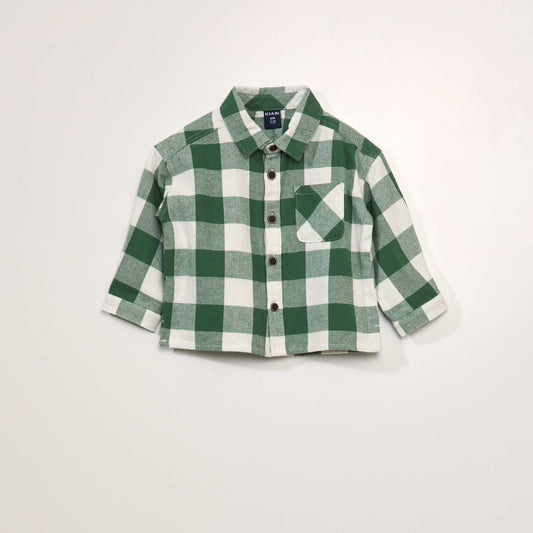 Checked flannel shirt GREEN